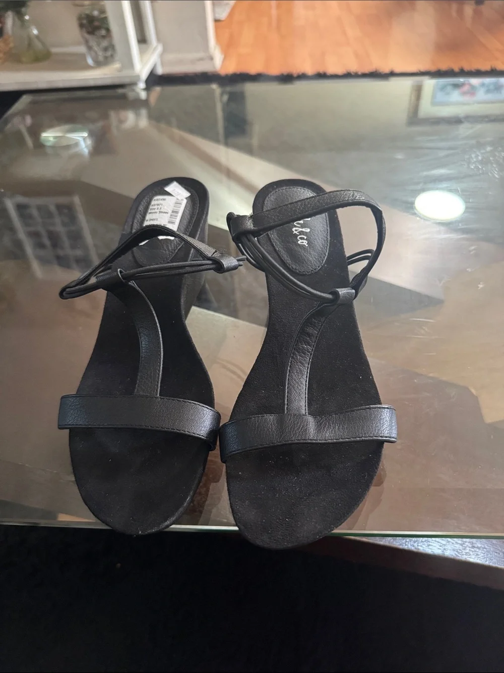 Style & Co. Black Strappy Ankle-Tie Sandals
